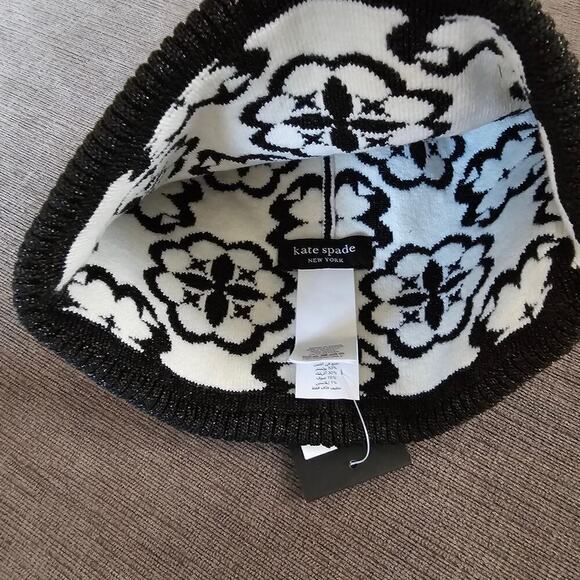 Kate Spade New York Women\'s Black & Cream Arabesque Knit Beanie One Size main image 7